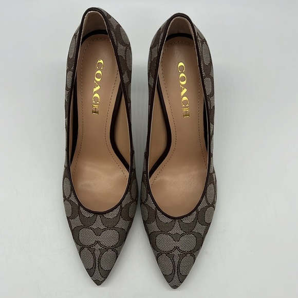 Coach Skyler Monogram Jacquard Pumps Oak Maple - Picture 6 of 15